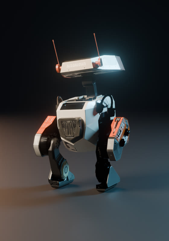 Rear view of the painted droid