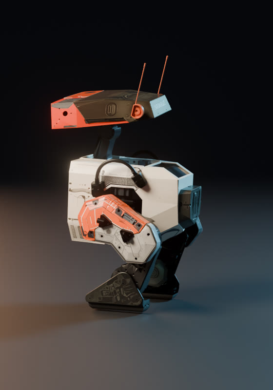 Side view of the painted droid